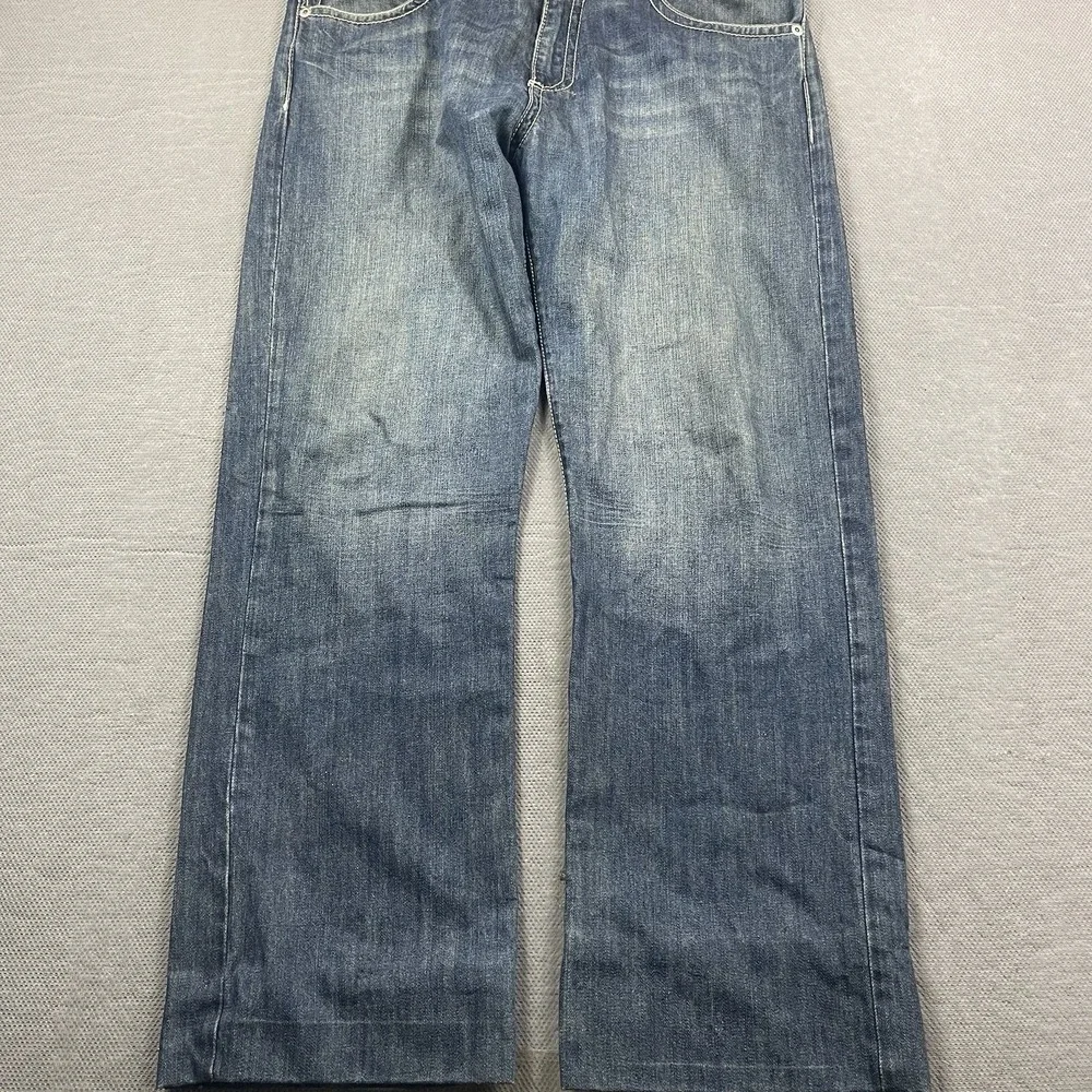 VTG Robins‎ Jean Mens 36x31 Rivet Wing Pockets Blue Faded Baggy Leg Jeans Denim